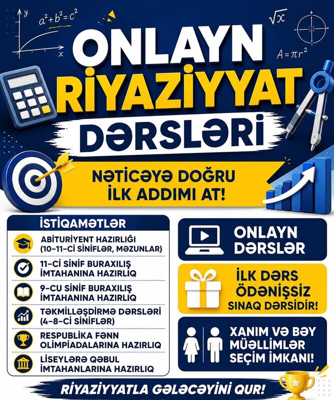 Onlayn riyaziyyat dərsləri Onlayn riyaziyyat dərsləri