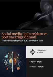 Reklam və post mətnləri yazma xidməti Reklam və post mətnləri yazma xidməti