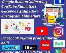 Web sayt, Google, YouTube, Facebook və Instagram xidmətləri