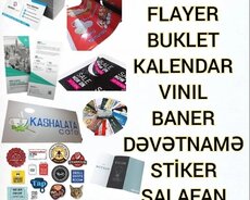 Vizitka, Flayer, Buklet, , Vinil, Baner, Stiker, Diplom, Sala