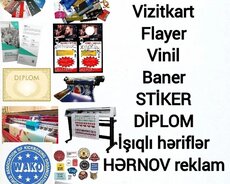 Vizitka, Vinil, Baner, Stiker, Diplom, Buklet, Flayer