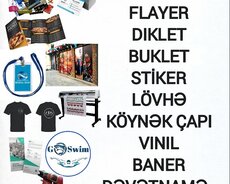 Vizitka, Flayer, Diklet, Buklet, Vinil, Baner, Stiker Köynək