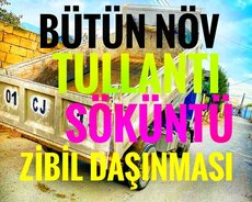 Bütün növ tullantı (zibil) söküntü daşınılması