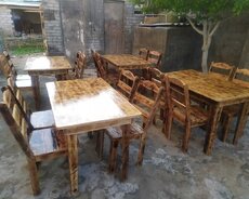 taxta Stol və stulların dəsti